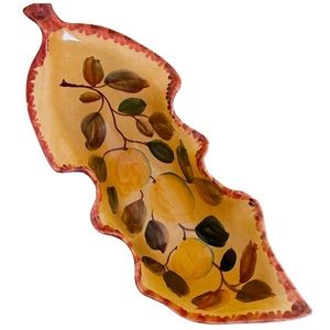 Hand Painted Italian Glazed Clay Bowl Fall Harvest Thanksgiving Decor Yellow